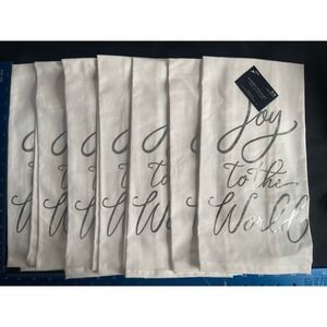 Robert Stanley Joy to the World Christmas Kitchen Towels White Silver Set of 7